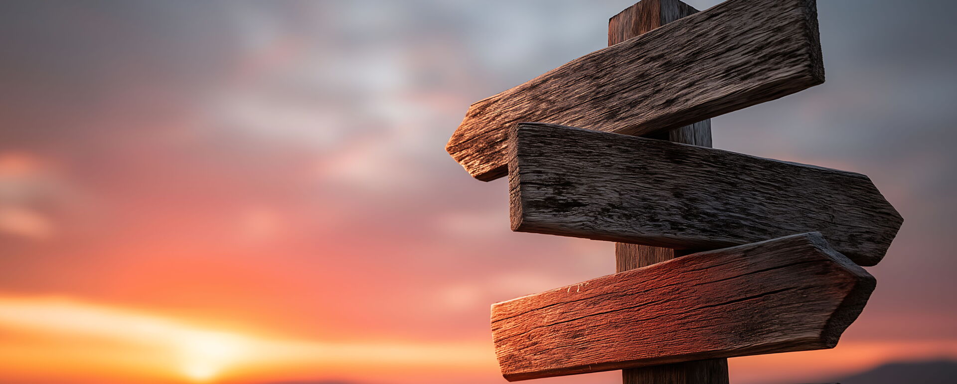 Wegweiser im Morgengrauen